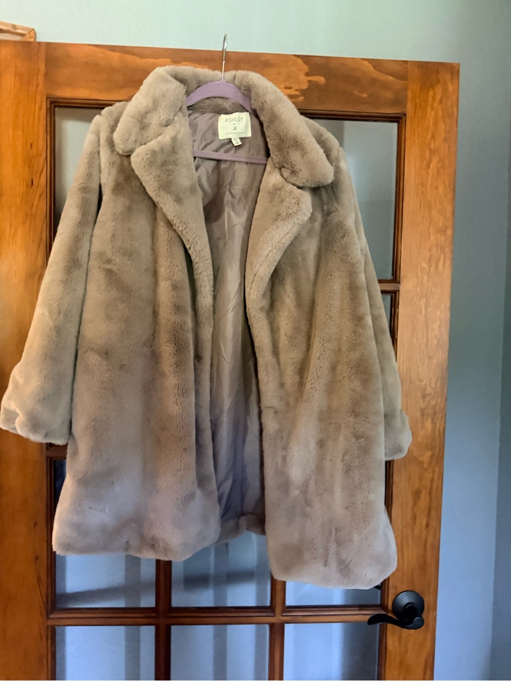 Ashley By 26 International Taupe Faux Fur Coat